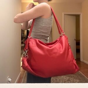 large Red leather shoulder bag